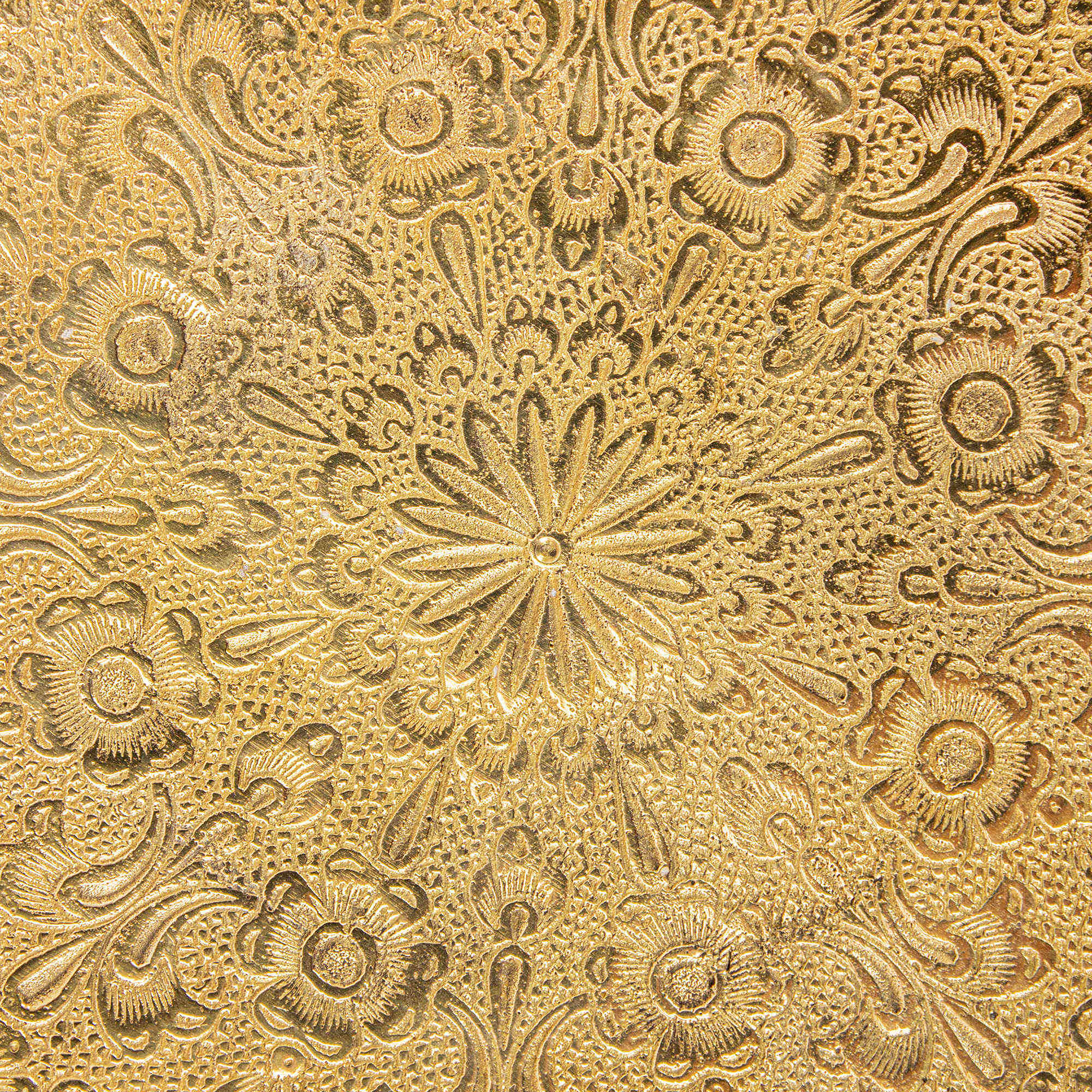 Présentoir de Service en Laiton de Forme Carrée avec Gravure Complexe Élégance