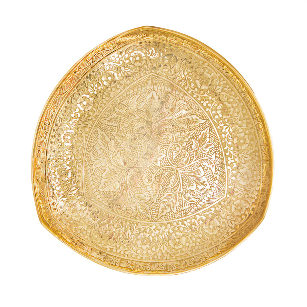 Présentoir de Service en Laiton pour Douceurs avec Gravure Complexe Élégance