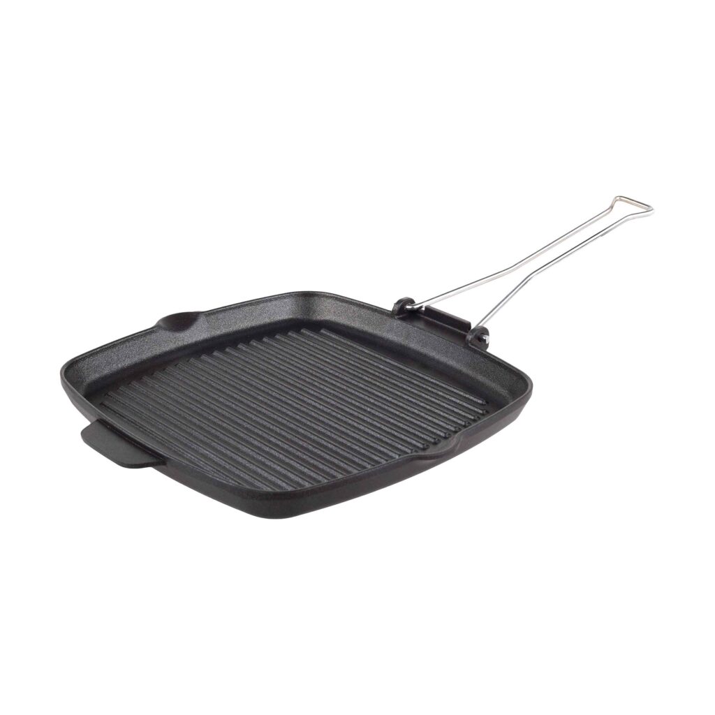 Poêle Grill en Fonte Carrée pour Camping et Plein Air – 26 cm