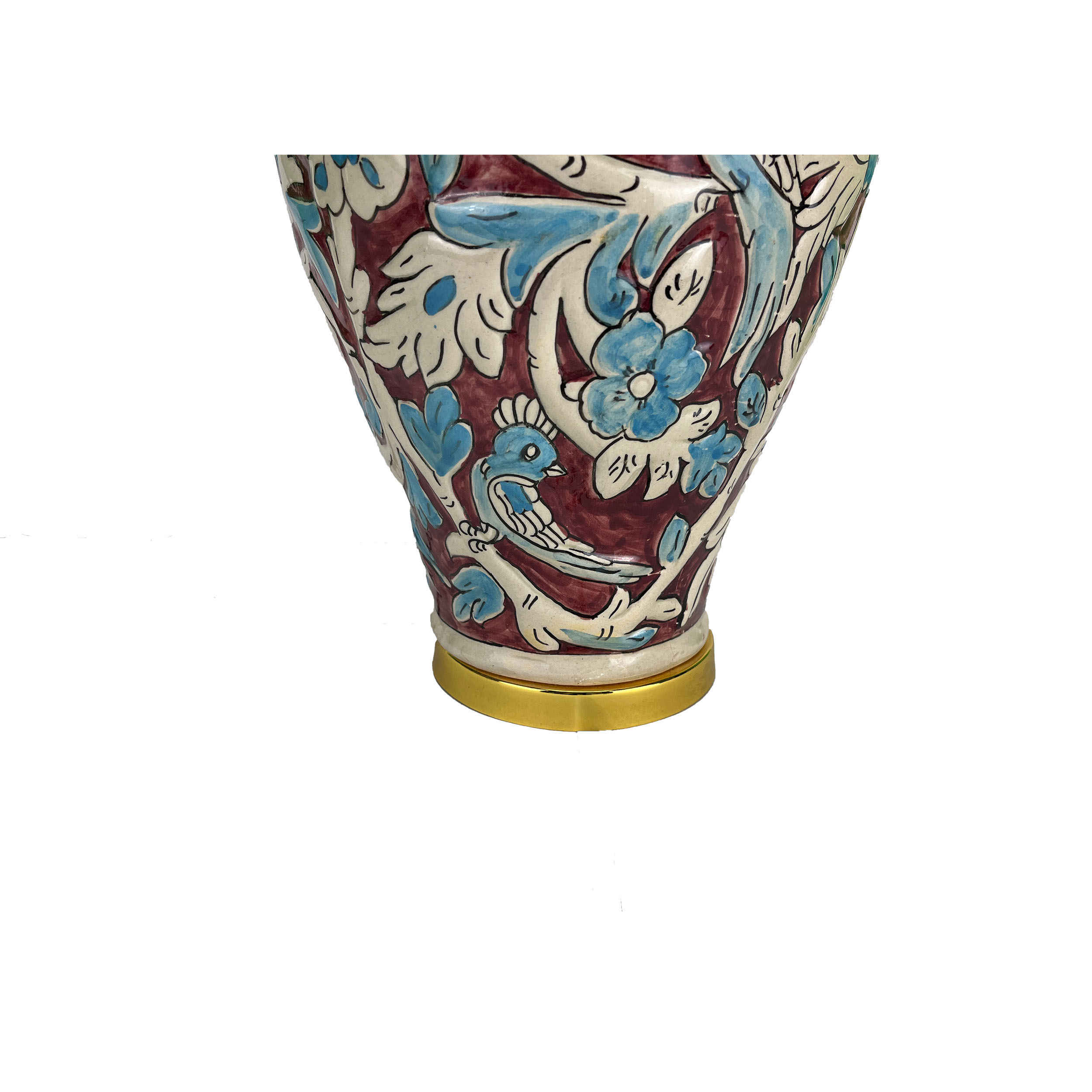 Lampe de table vase en céramique faite main avec abat-jour en tissu – Élégance artistique