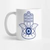 Tasse à Café en Céramique Islamique - Motif Main Hamsa Bleue