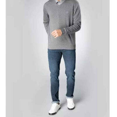 Jean slim bleu à revers pour homme pour tenue décontractée et quotidienne