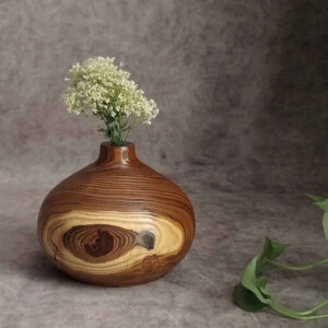 Vases décoratifs en bois faits main, en bois d’olivier naturel et solide.