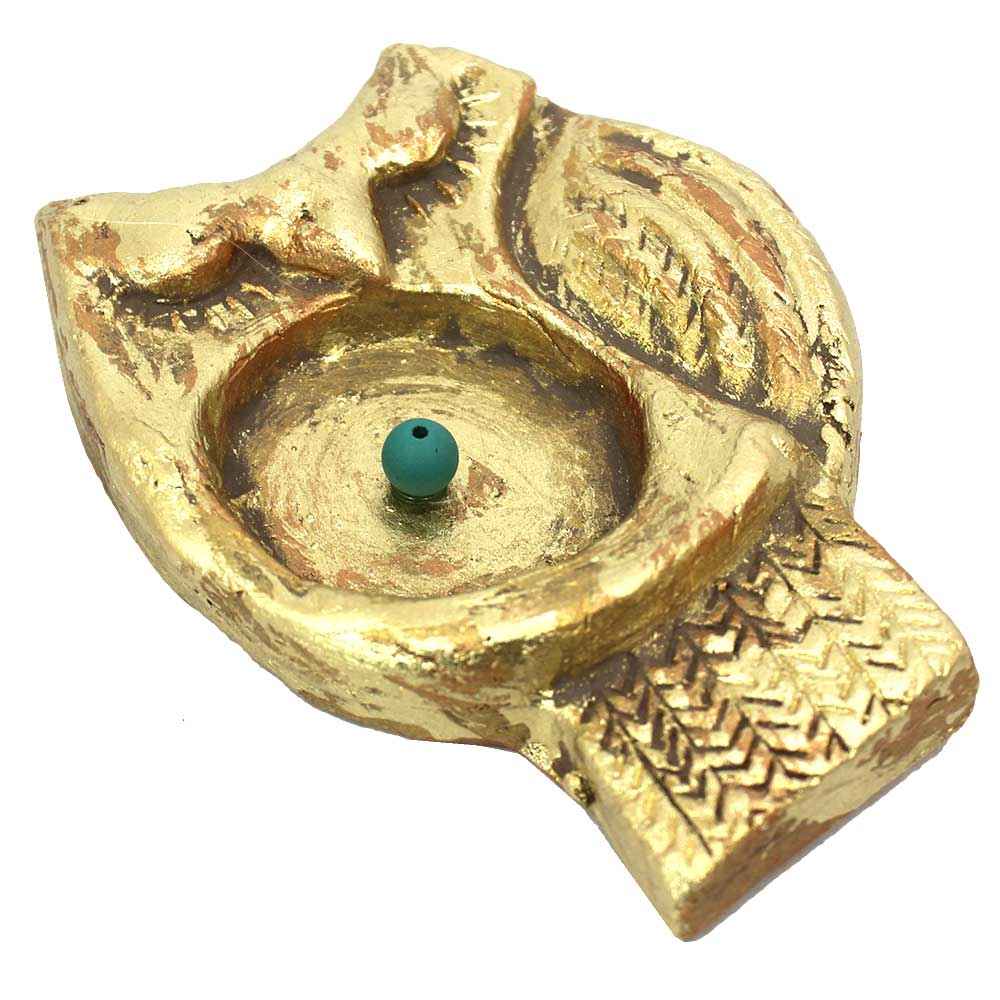 Porte-encens en poterie artisanale – Design hibou