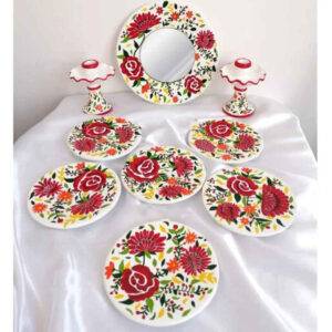 Élégant ensemble Haft-Seen en céramique avec motif floral – Pour Norouz