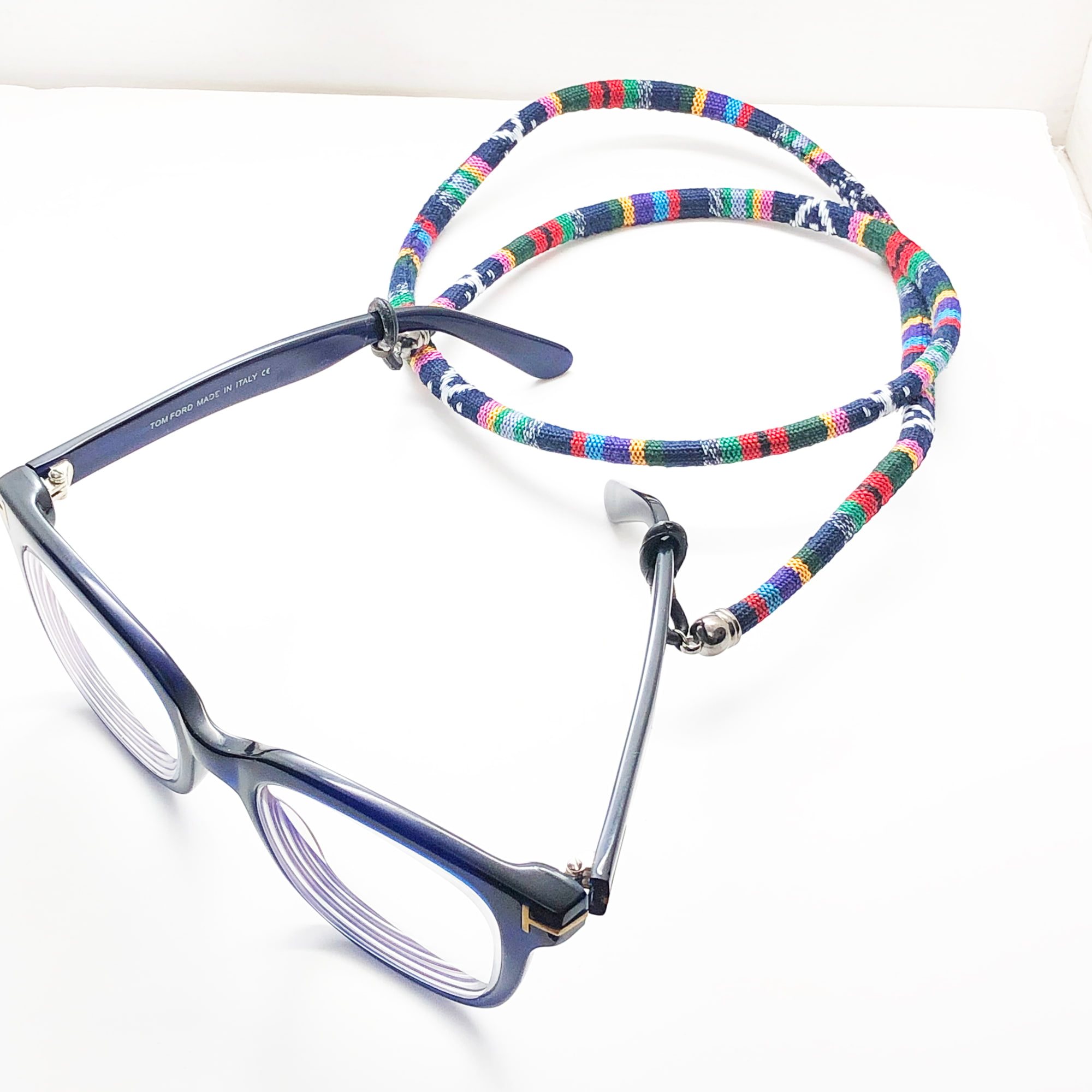 Sangle de lunettes – Design rayé traditionnel bleu