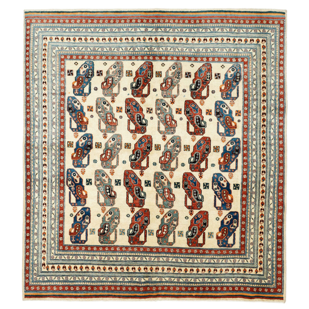 Tapis Gabbeh en laine persane véritable tissé à la main Bordé