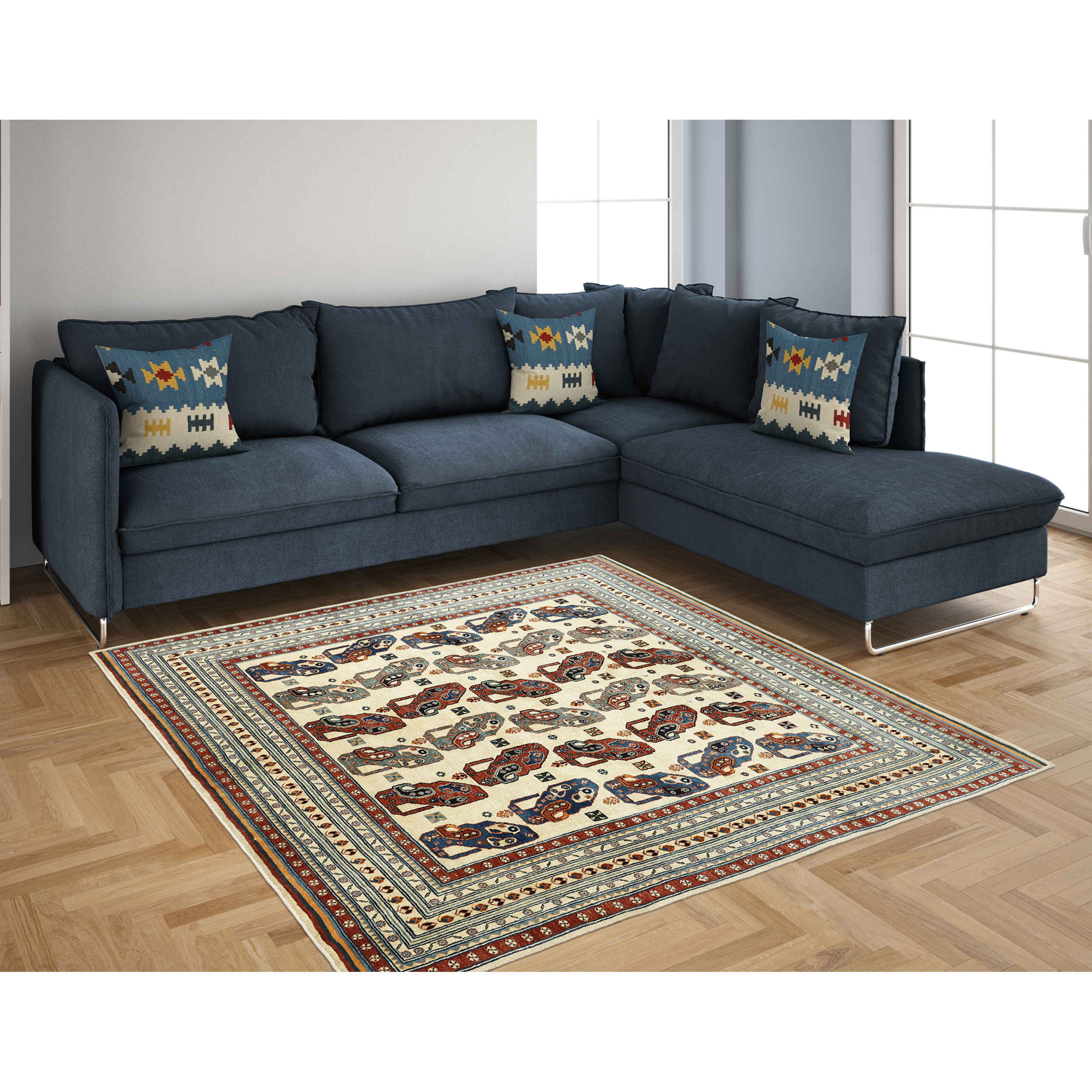 Tapis Gabbeh en laine persane véritable tissé à la main Bordé