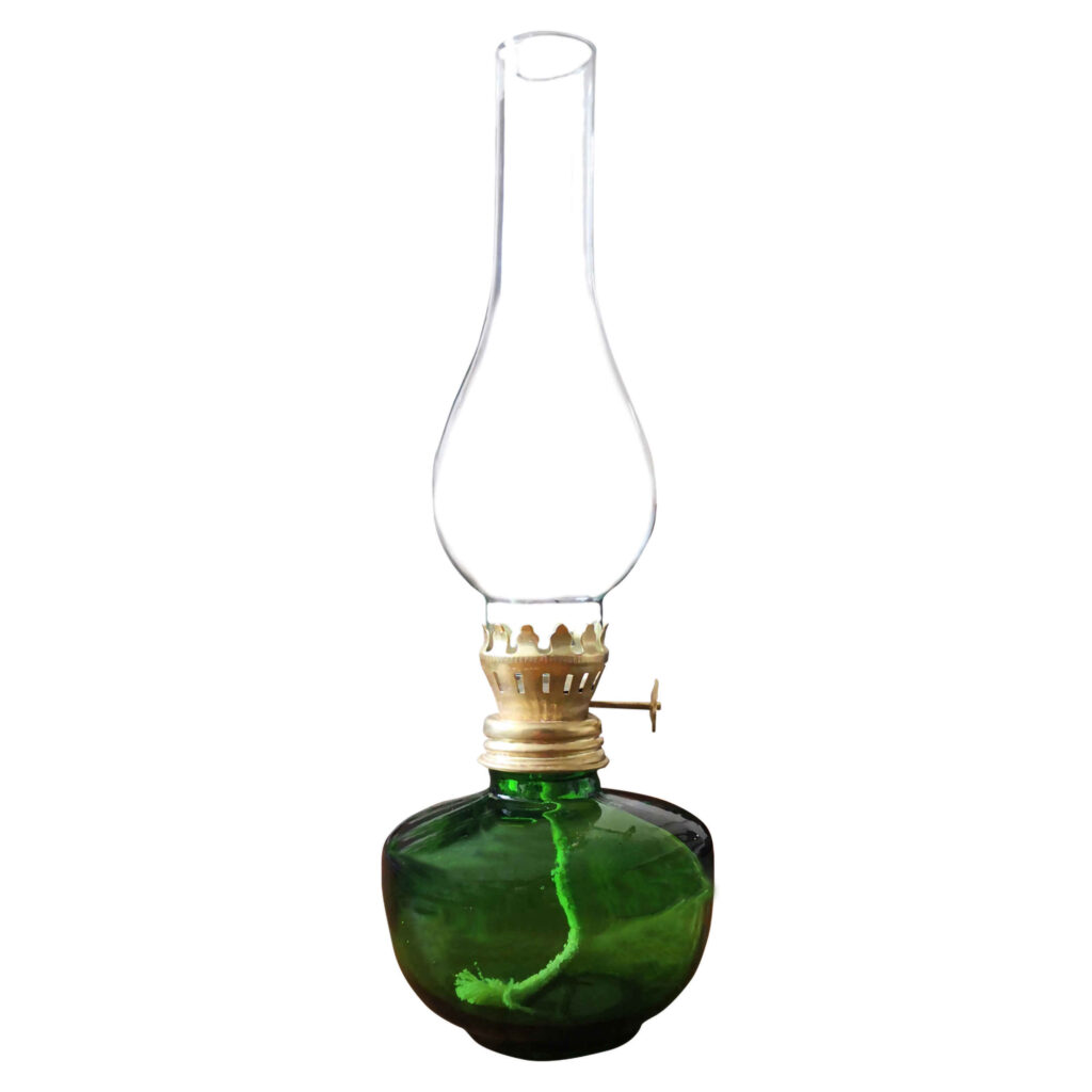 Lampe à huile vintage en verre – coloris vert