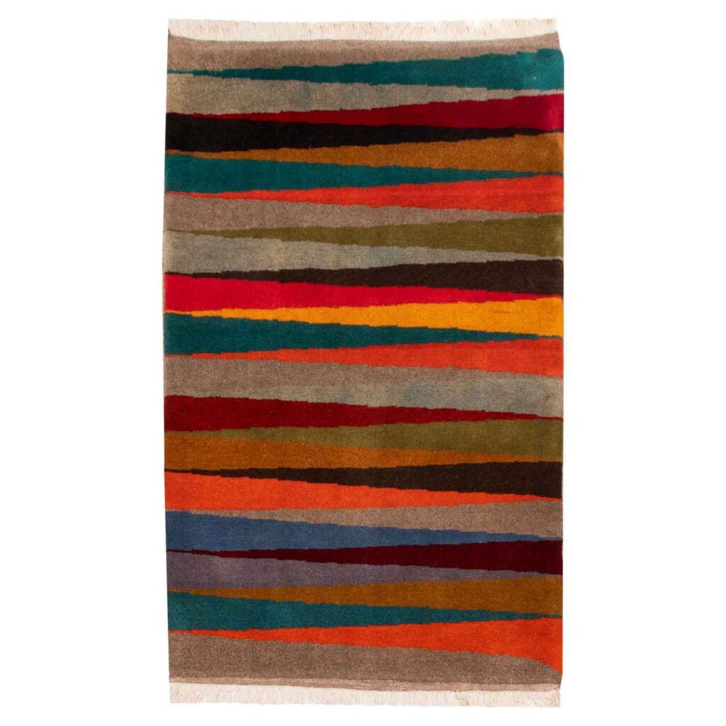 Tapis Gabbeh en laine persane original véritable tissé à la main Rayé