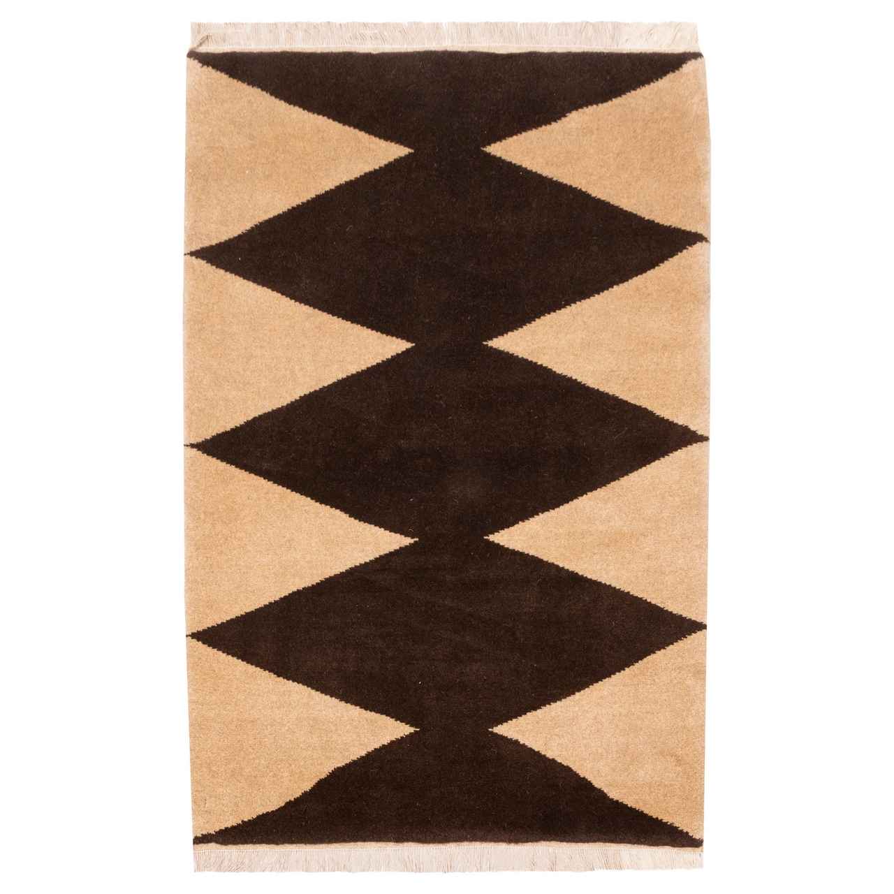 Tapis Gabbeh en laine persane tissé à la main en Fars Géométrique Marron