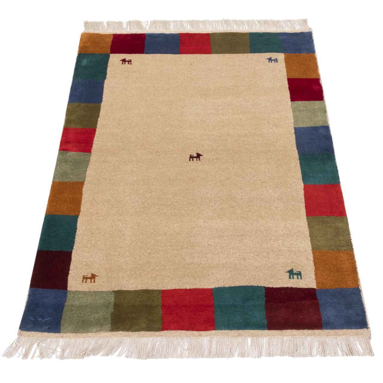 Tapis Gabbeh en laine persane véritable tissé à la main Bordé