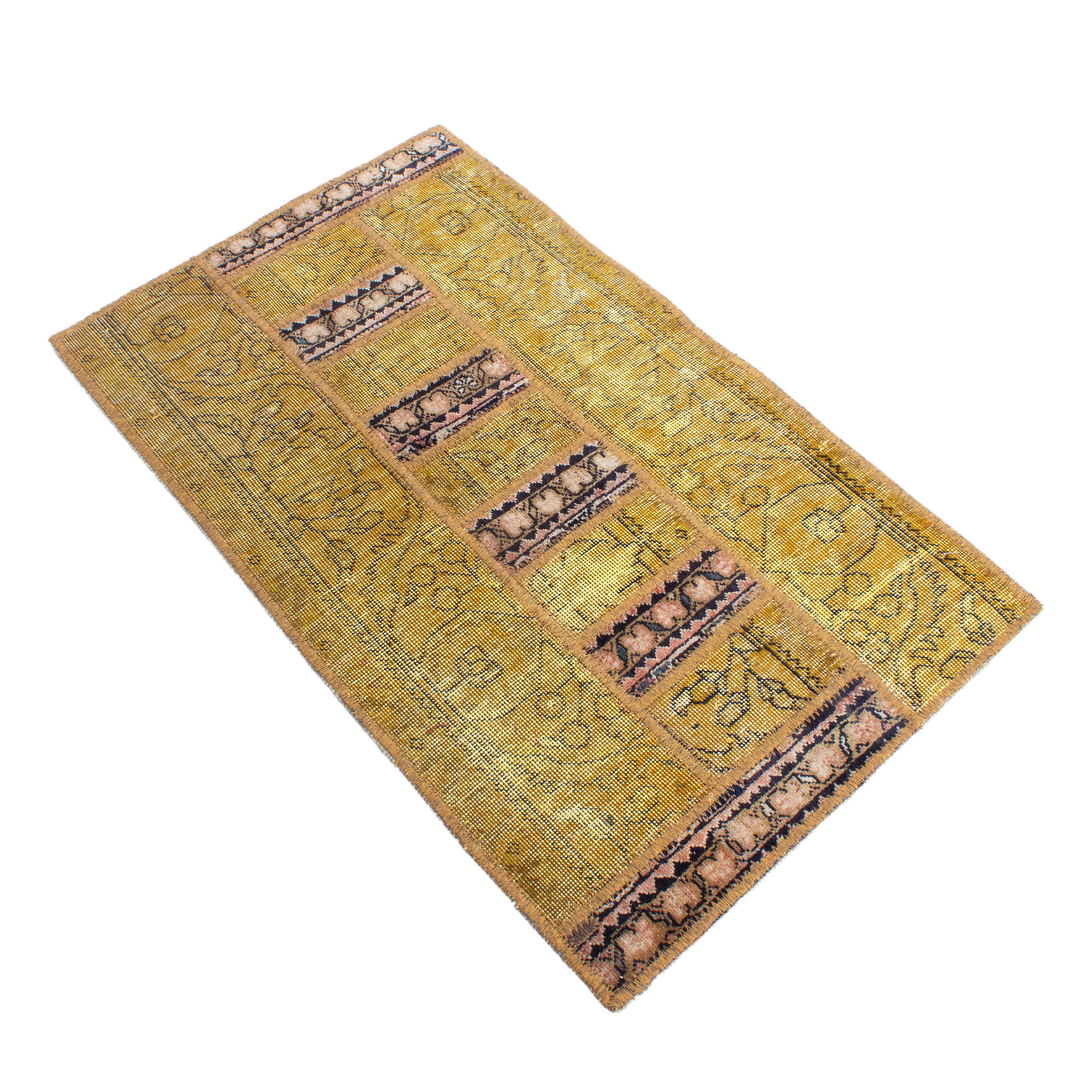 Tapis patchwork noué à la main persan vintage Hadis