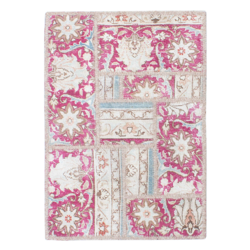 Tapis patchwork noué à la main persan vintage Mahiya