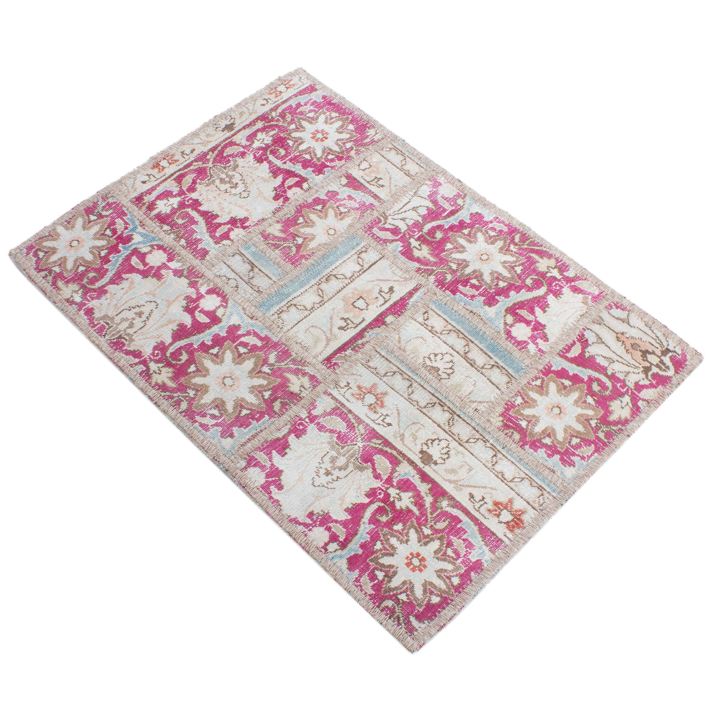 Tapis patchwork noué à la main persan vintage Mahiya