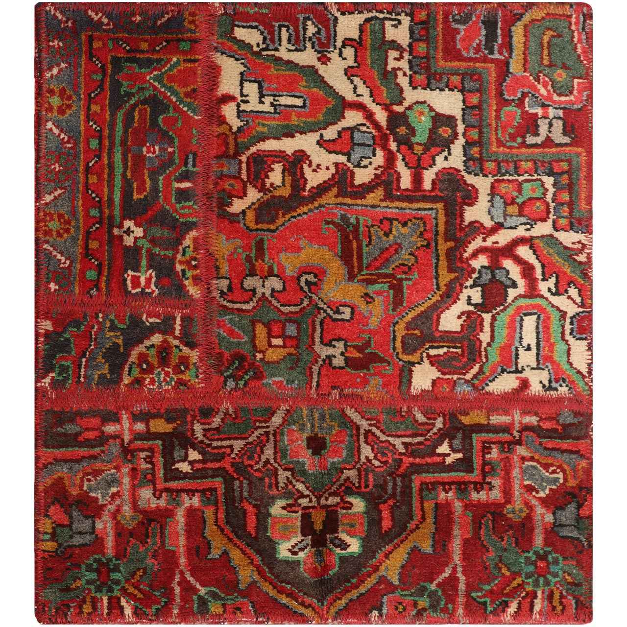 Tapis patchwork noué à la main persan vintage Baharan