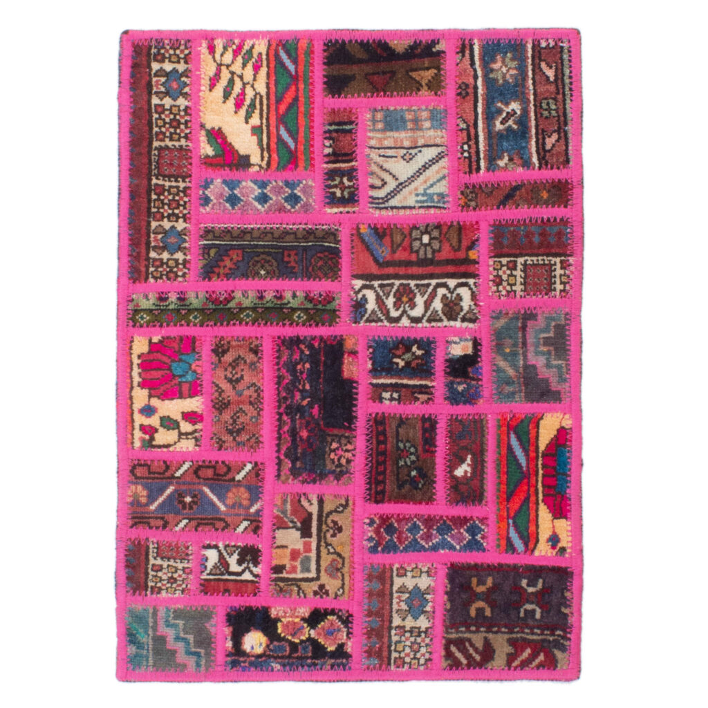 Tapis patchwork noué à la main persan vintage Zinat