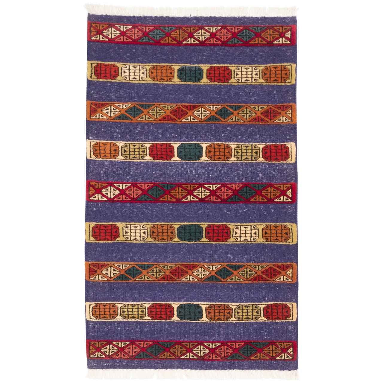 Tapis Kilim en laine persane authentique tissé à la main à Golestan Bleu