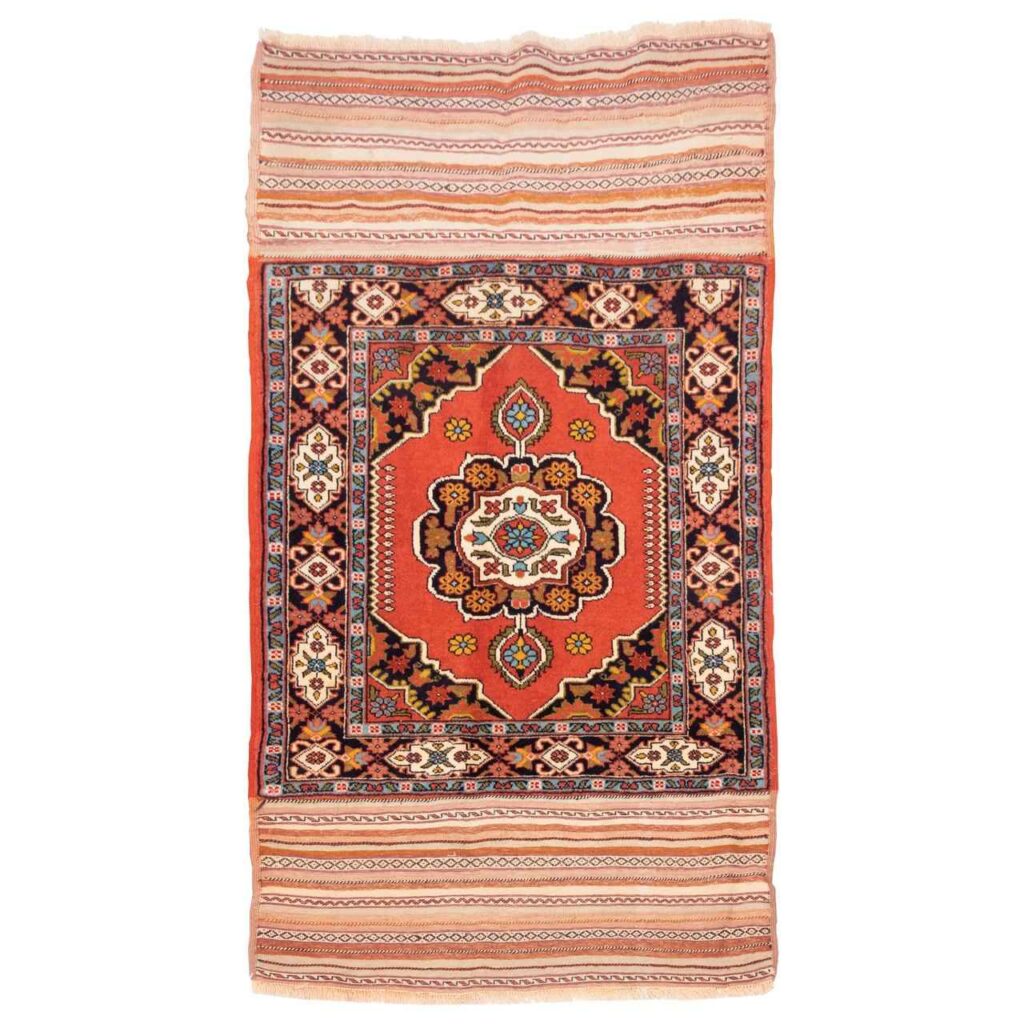 Tapis Kilim en laine persane véritable tissé à la main à Ghoochan Médaillon