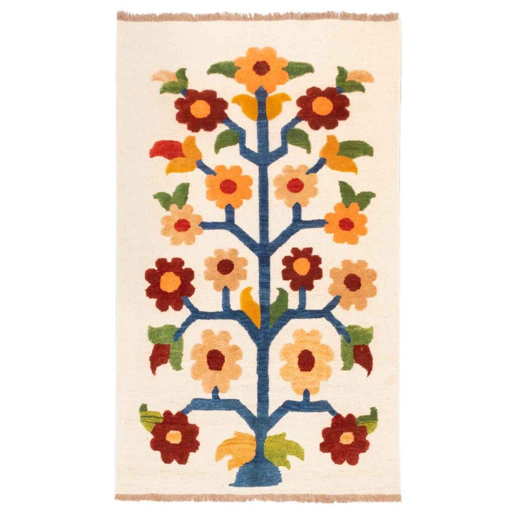 Tapis Kilim en laine persane authentique tissé à la main à Kerman Fleurs