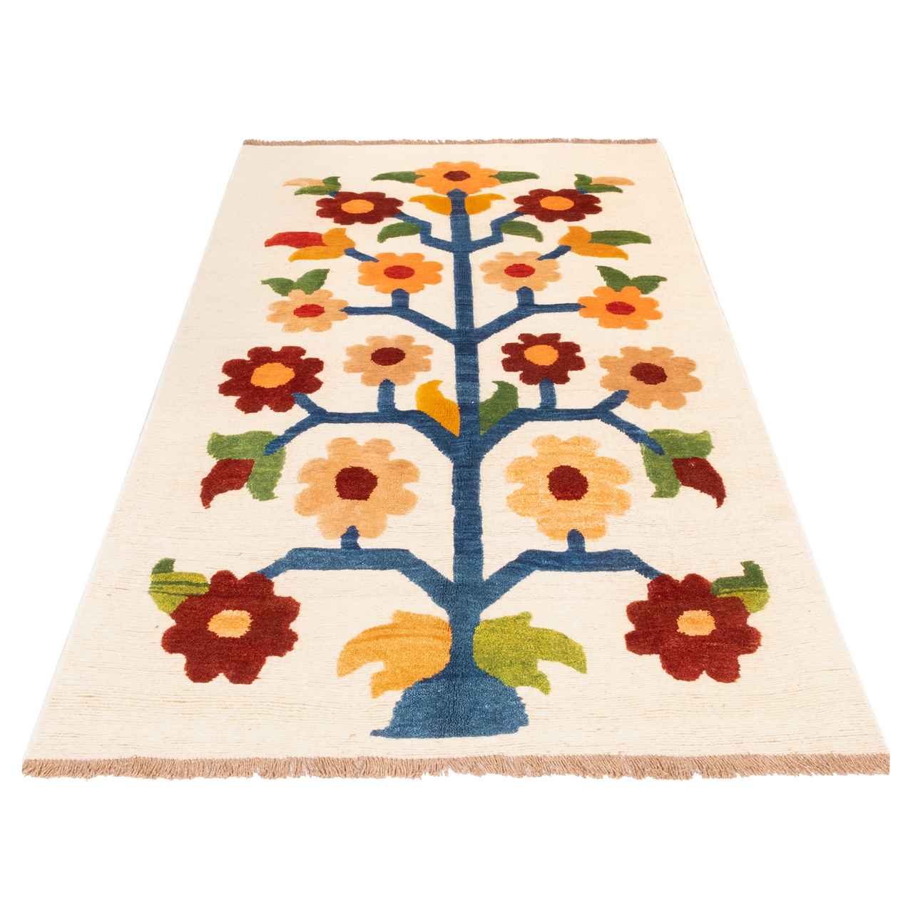 Tapis Kilim en laine persane authentique tissé à la main à Kerman Fleurs