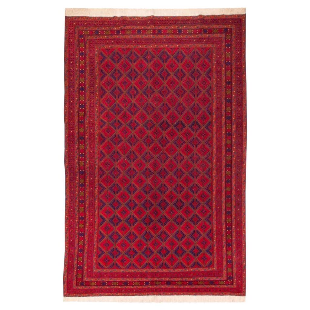 Tapis Kilim en laine persane authentique tissé à la main à Khorasan Rouge