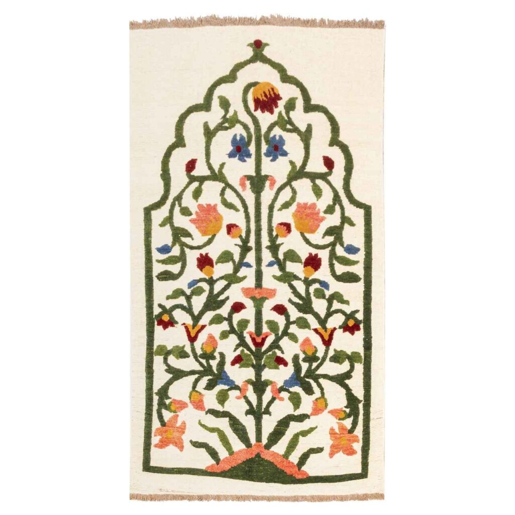 Tapis Kilim en laine persane authentique tissé à la main à Kerman Floral