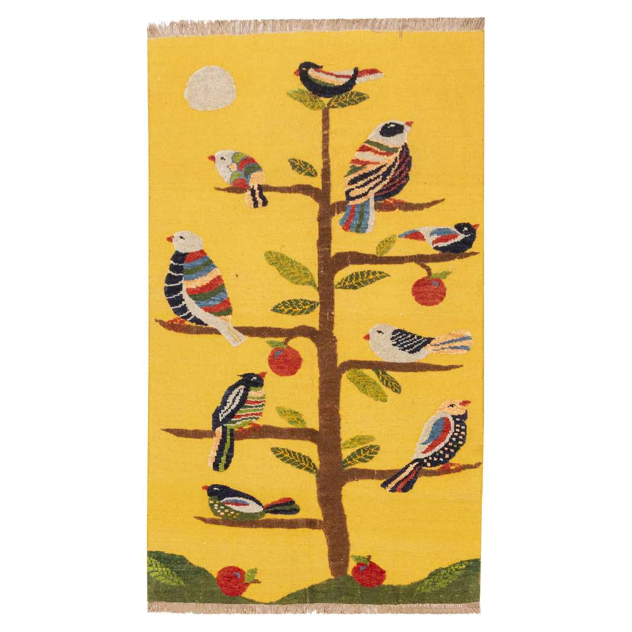 Tapis Kilim en laine persane authentique tissé à la main à Kerman Oiseau