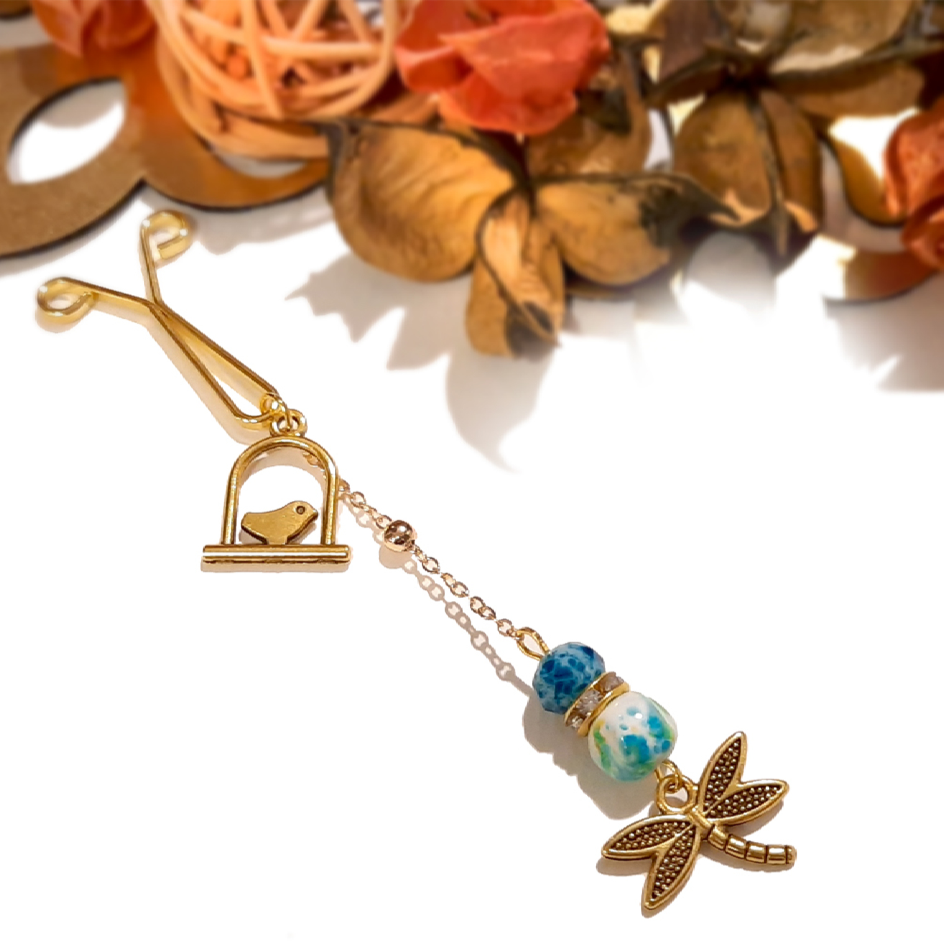 Pince U pour Hijab pour Femmes Musulmanes avec Pendentif Long Libellule