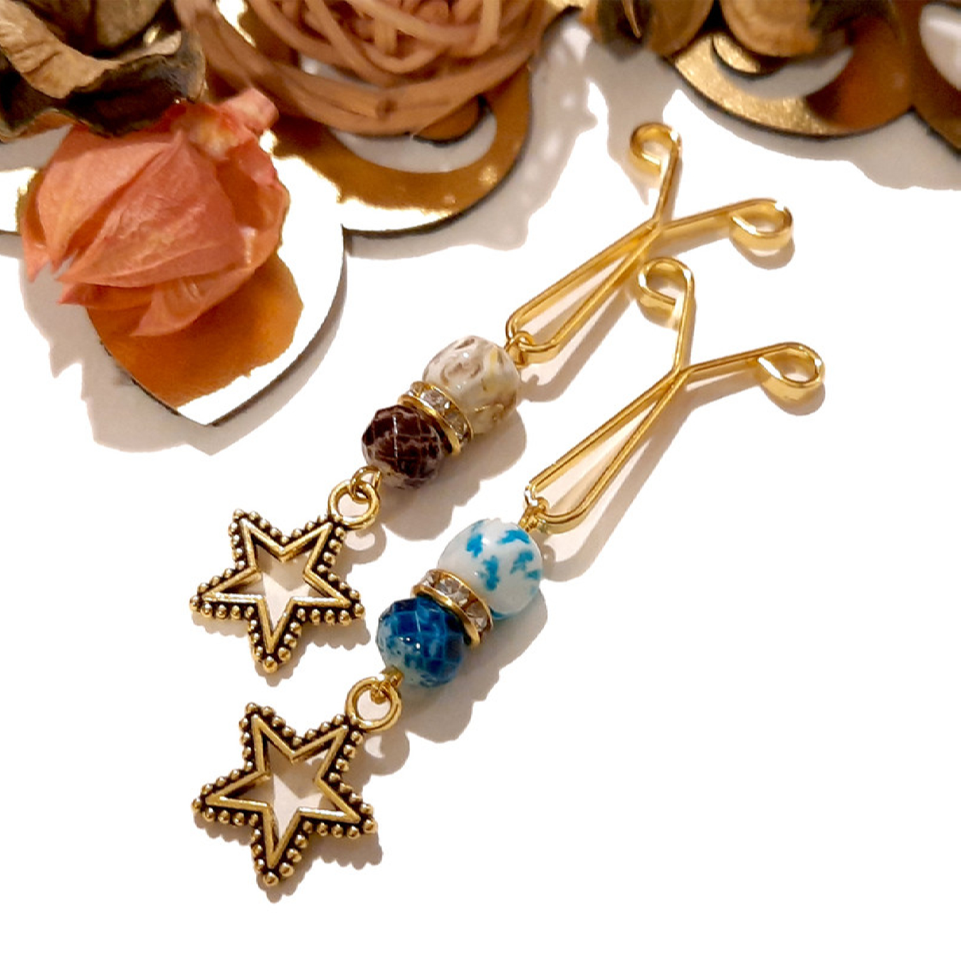 Pince U pour Hijab pour Femmes Musulmanes avec Pendentif Étoile (4 pièces)