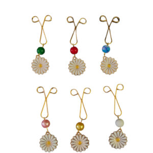 Pince U pour Hijab pour Femmes Musulmanes avec Pendentif Camomille (6 pièces)