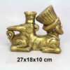 Sculpture d’encens en poterie dorée artisanale – Design sphinx