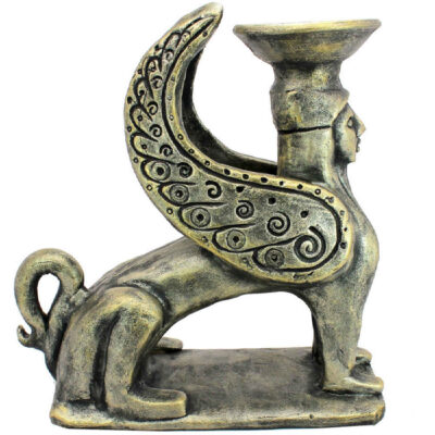 Sculpture d'Encens en Poterie Artisanale - Figurine de Sphinx