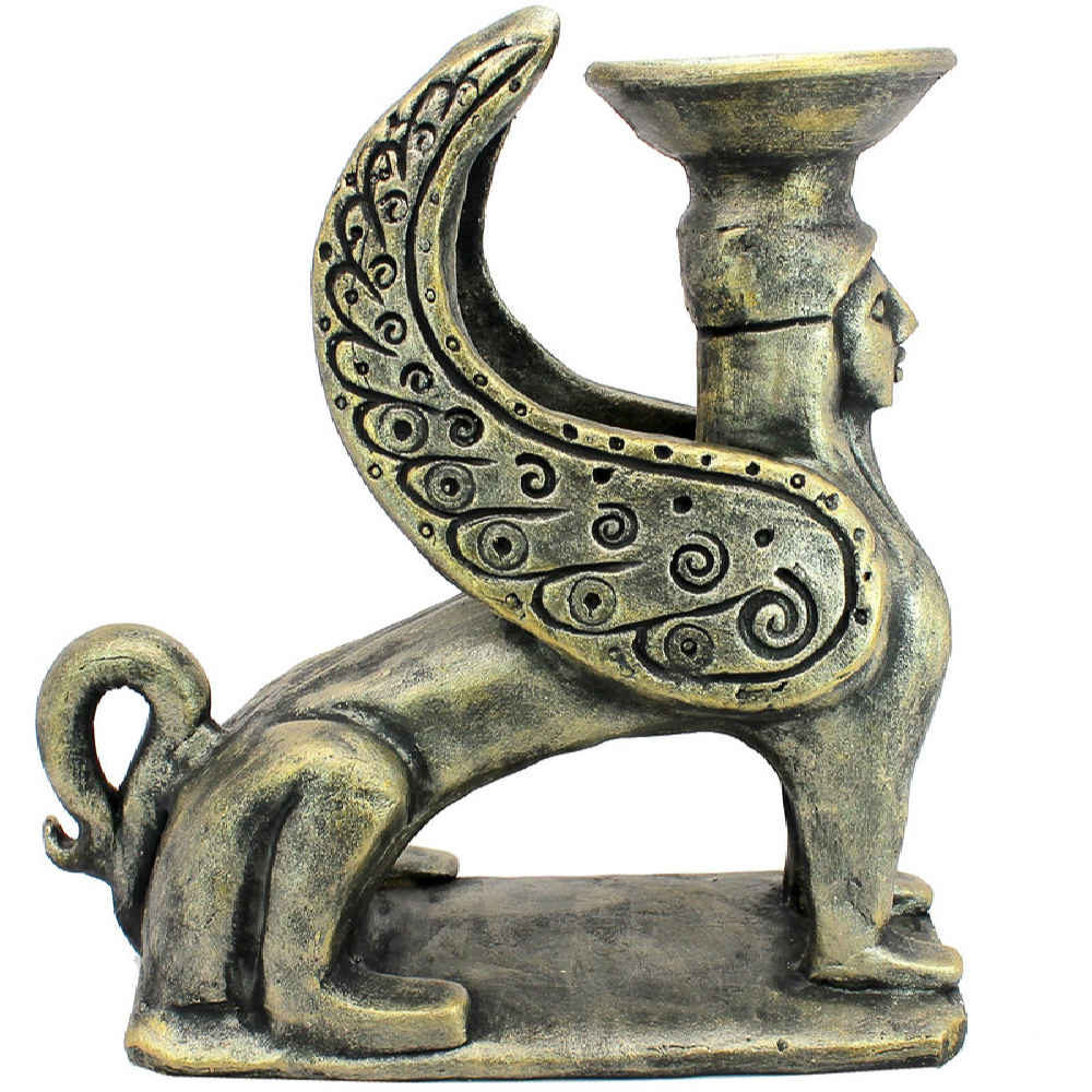 Sculpture d’encens en poterie artisanale – Design sphinx