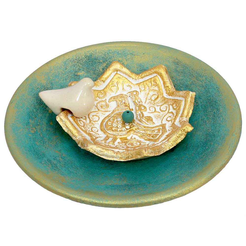 Porte-encens en poterie artisanale – Design oiseau