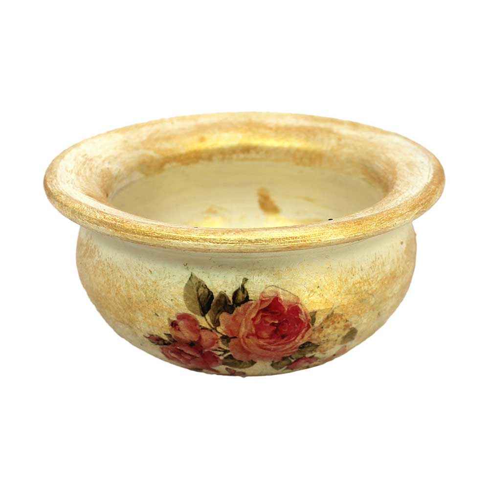 Porte-encens en poterie artisanale – Design fleurs