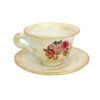 Porte-encens en poterie artisanale – Design tasse et soucoupe de fleurs