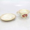 Porte-encens en poterie artisanale – Design tasse et soucoupe de fleurs