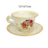 Porte-encens en poterie artisanale – Design tasse et soucoupe de fleurs