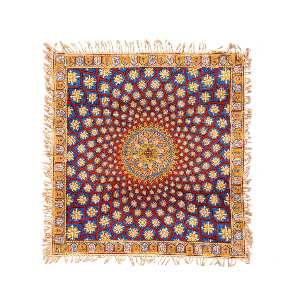 Nappe iranienne : L'art traditionnel de l'impression sur bloc Kalamkari d'Isfahan Khorshid III