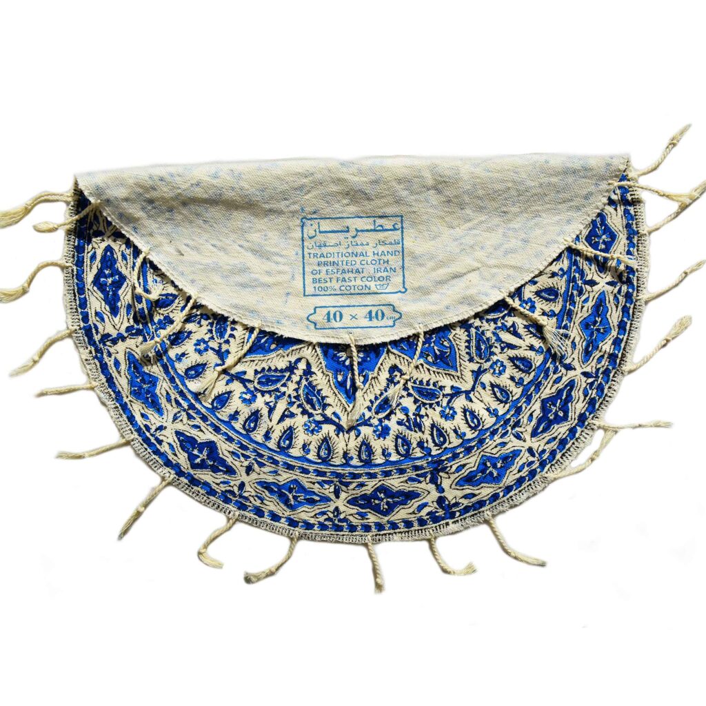 Nappe iranienne : L'art traditionnel de l'impression sur bloc Kalamkari d'Isfahan Khorshid II