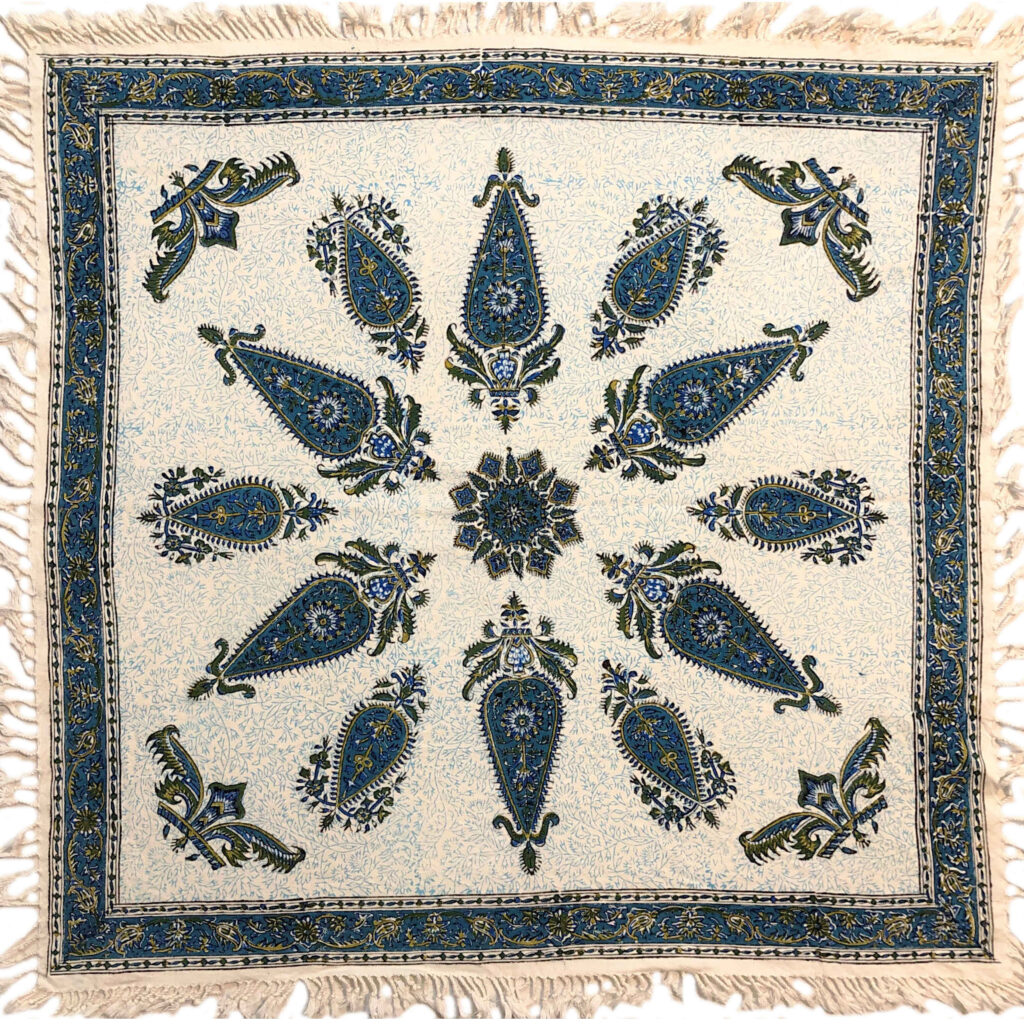 Nappe Iranienne : Impression Traditionnelle Kalamkari d'Isfahan Bloc Khorshidi