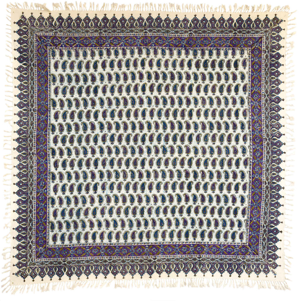 Nappe Iranienne : Impression Traditionnelle Kalamkari d'Isfahan Bloc Violet
