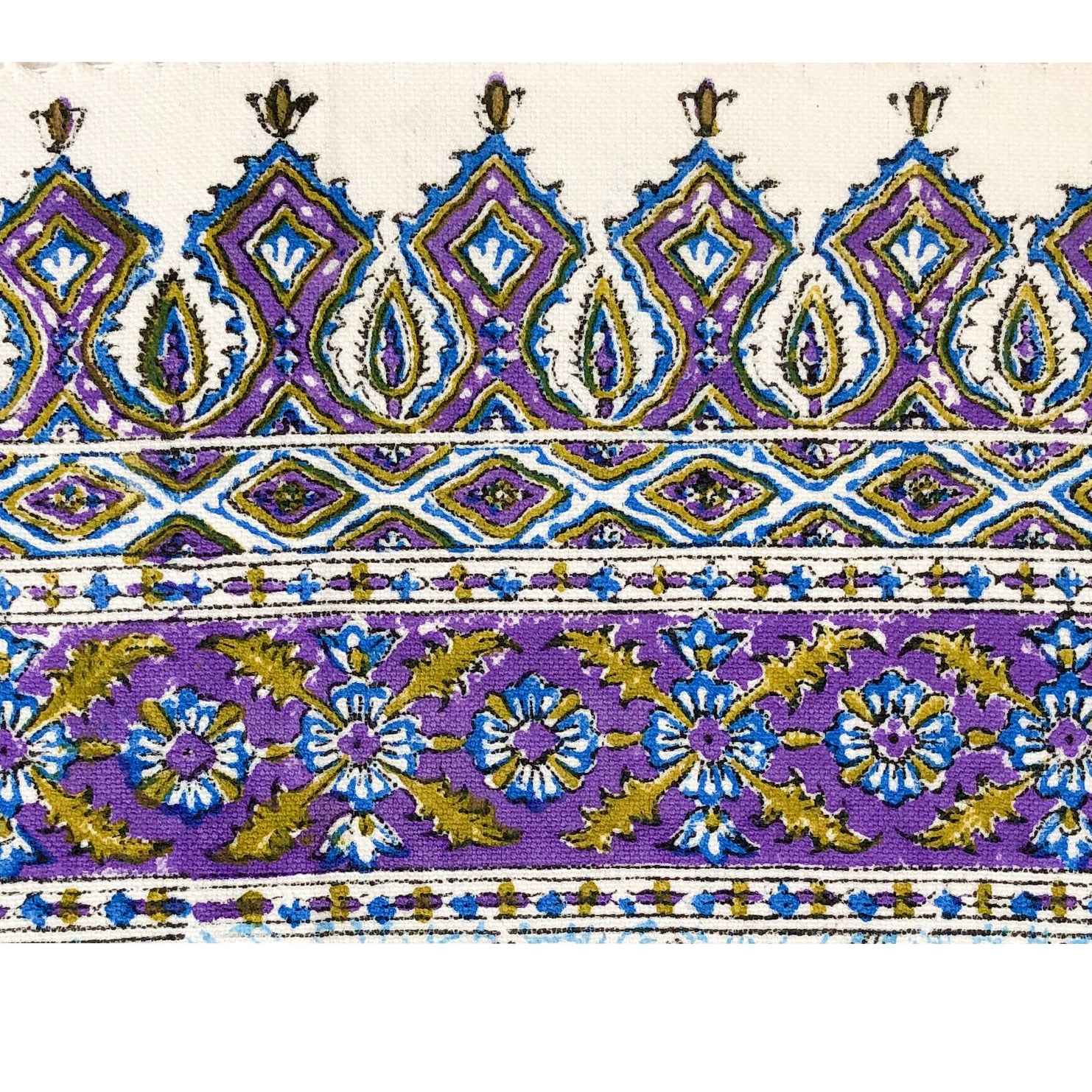 Nappe Iranienne : Impression Traditionnelle Kalamkari d’Isfahan Bloc Violet