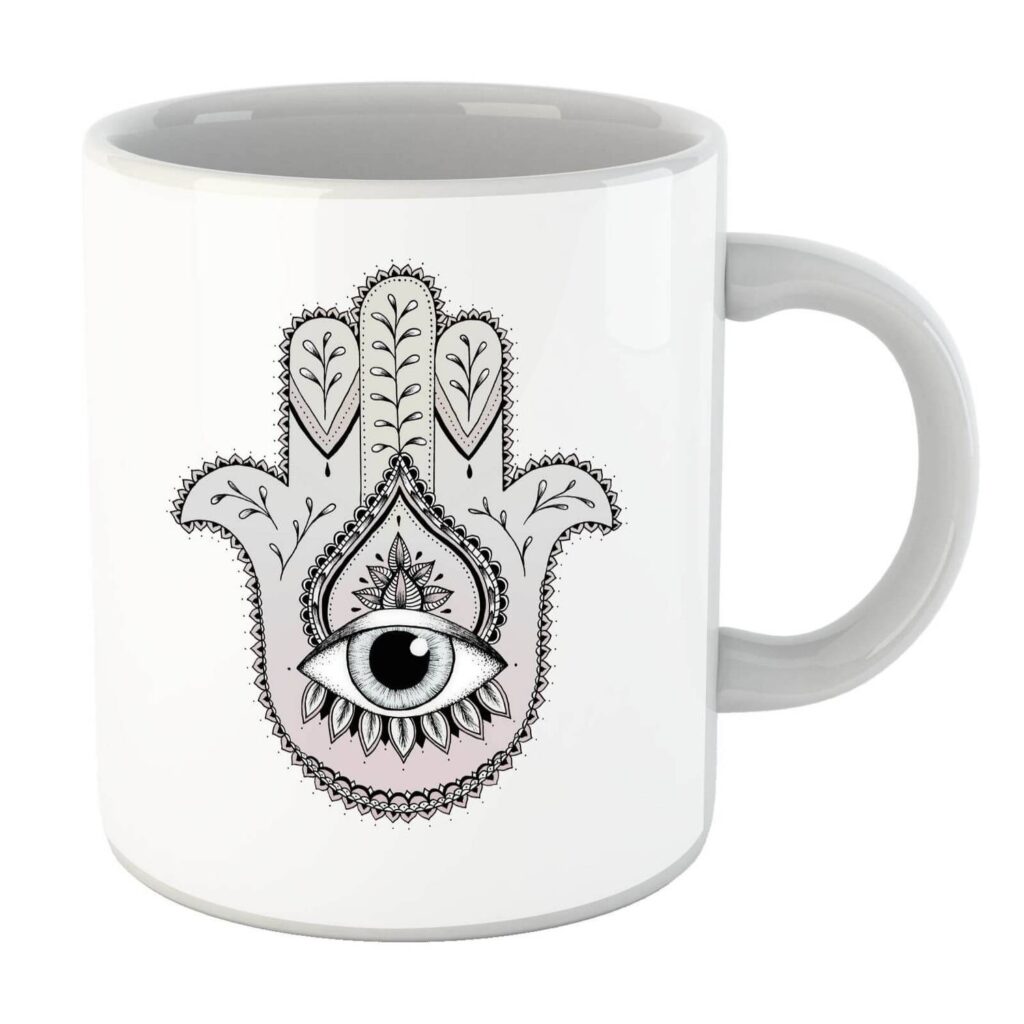 Tasse à Café en Céramique Islamique - Motif Main de Fatima Hamsa