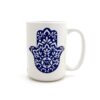 Tasse à Café en Céramique Islamique - Motif Main de Fatima Hamsa Bleu Marine