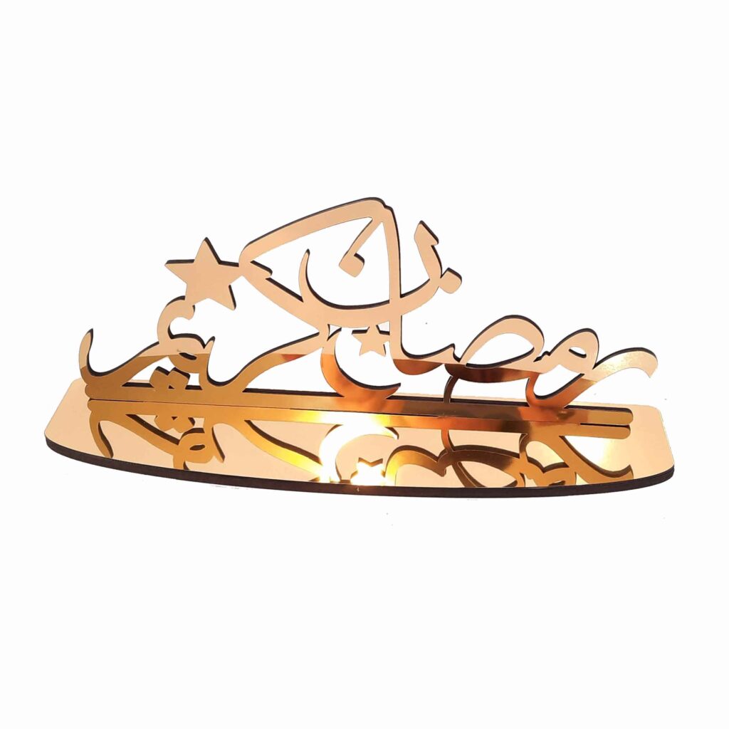 Bougeoir de table en acrylique islamique avec design Ramadan Kareem