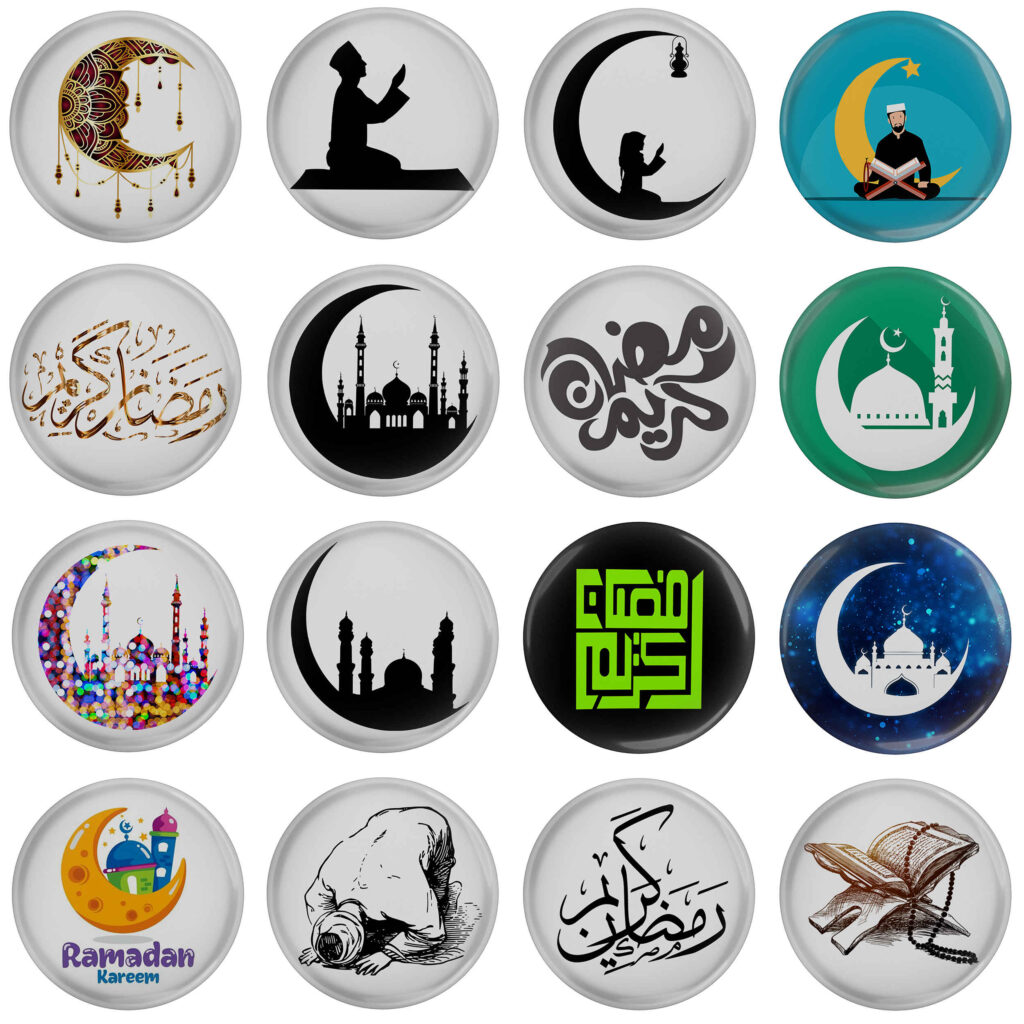 Ensemble de boutons épinglette islamique - Ramadan Kareem (16 pcs)