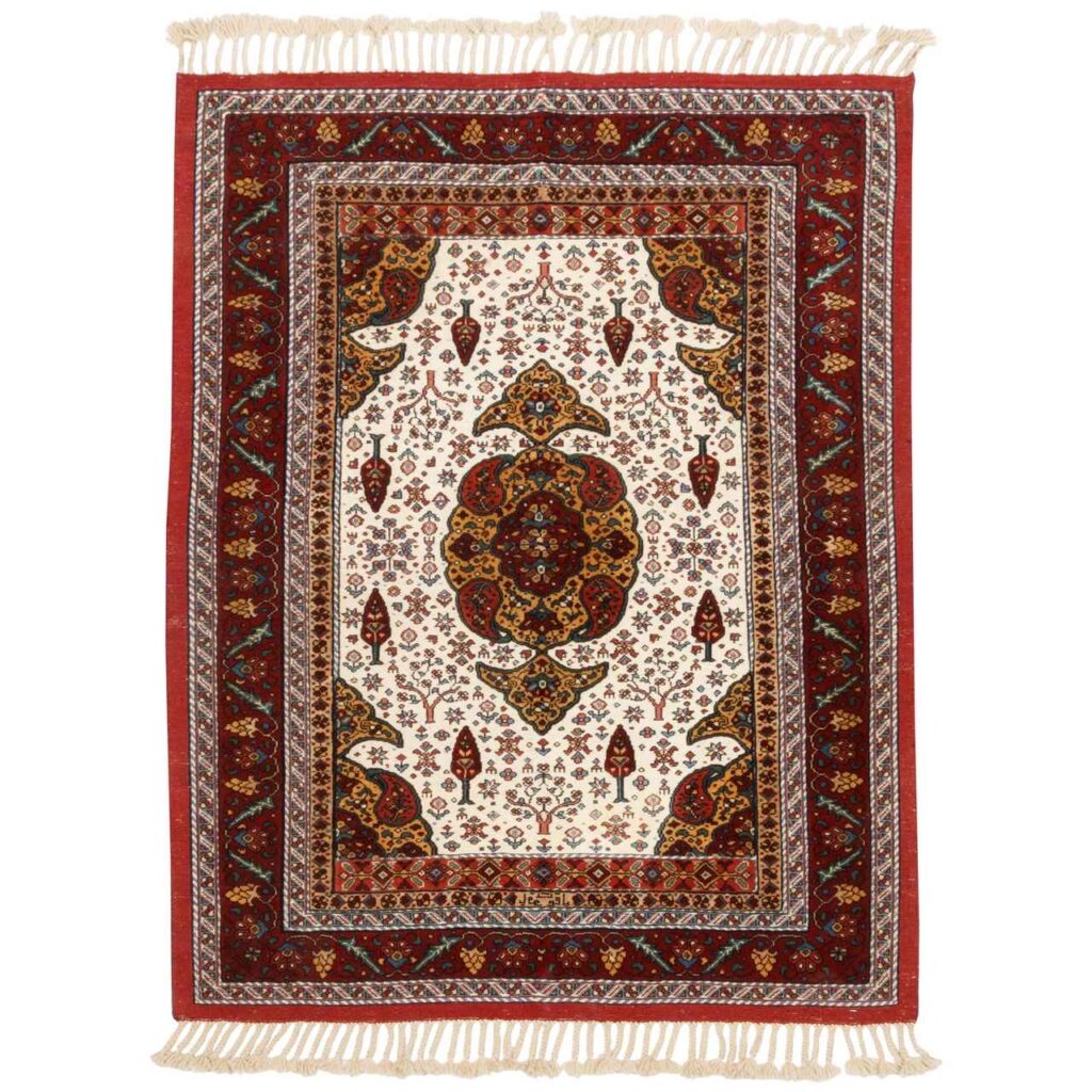Tapis Kilim en laine persane authentique tissé à la main traditionnellement à Khorasan Rouge