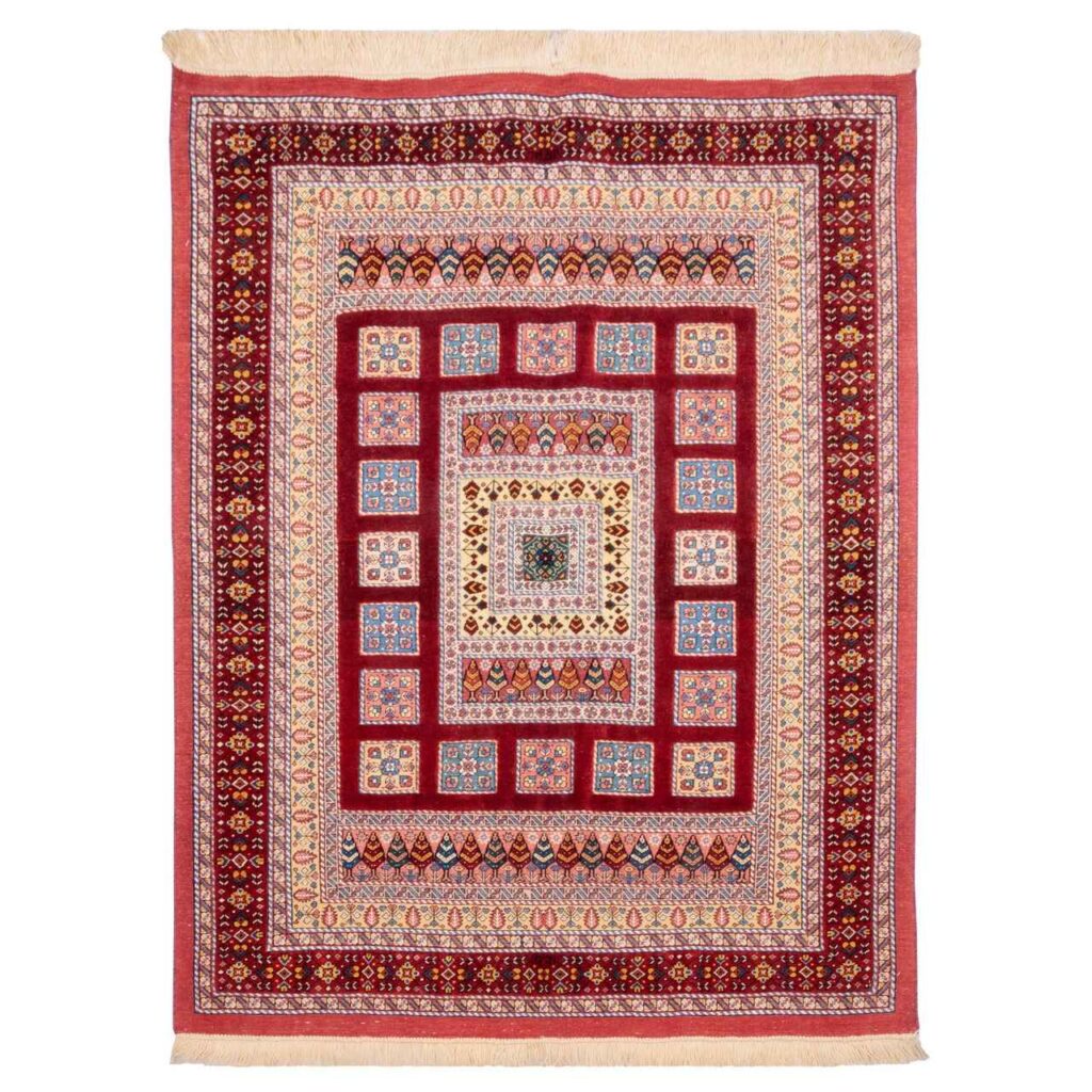 Tapis Kilim en laine persane authentique tissé à la main à Khorasan Géométrique